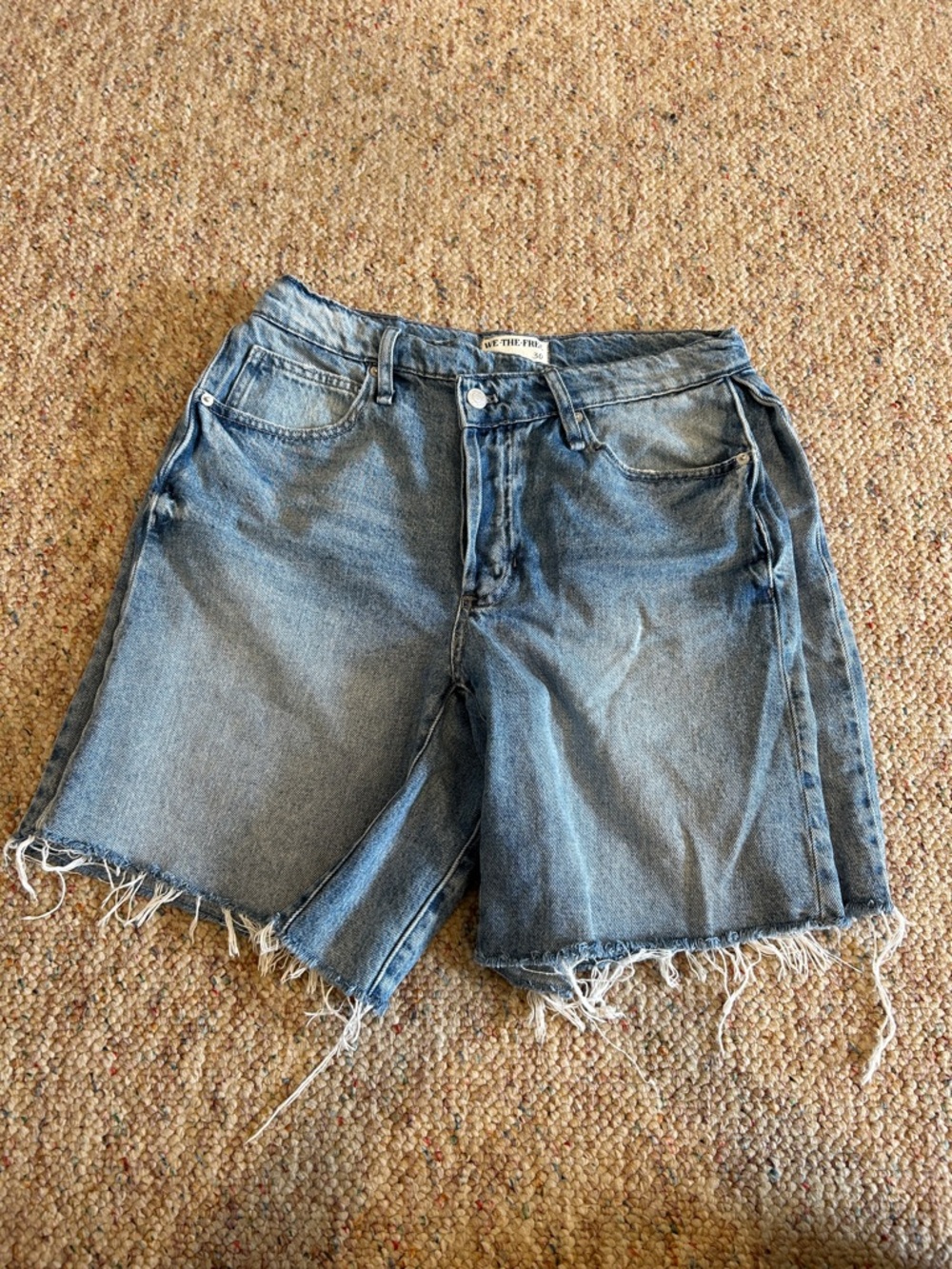 We The Free High-Rise Frayed Denim Shorts in Light Blue